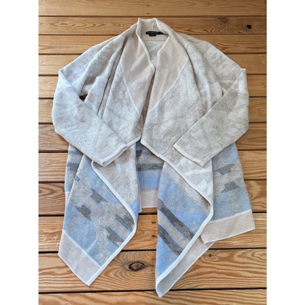 Pendleton Women’s Cashmere Aztec open Front Cardigan Size XL Beige T10